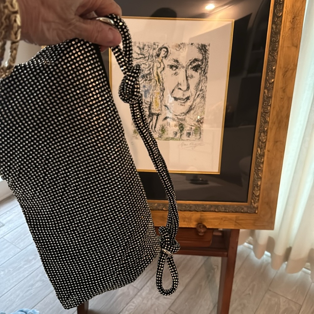 New without tags Black rhinestone, evening bag with love, knots .